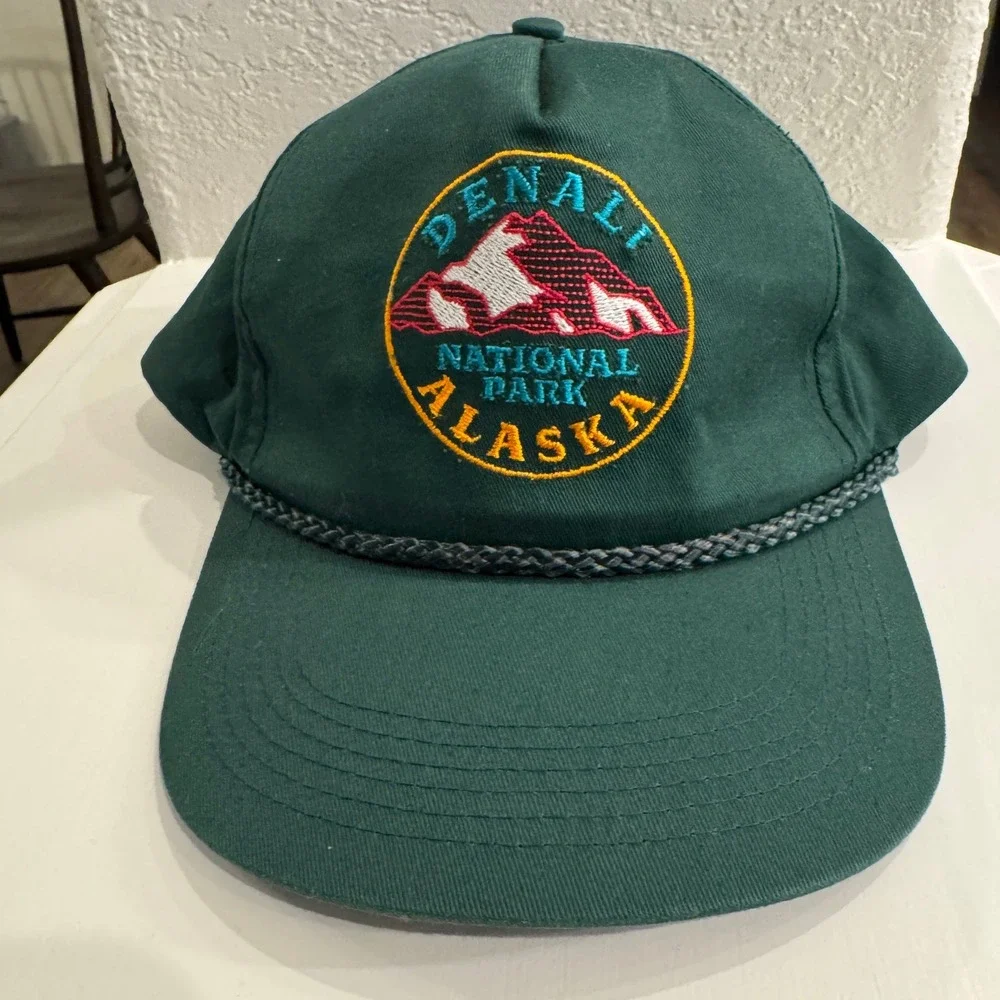 Denali National Park Alaska‎ Embroidered Rope Hat Green Adult One Size Snapback